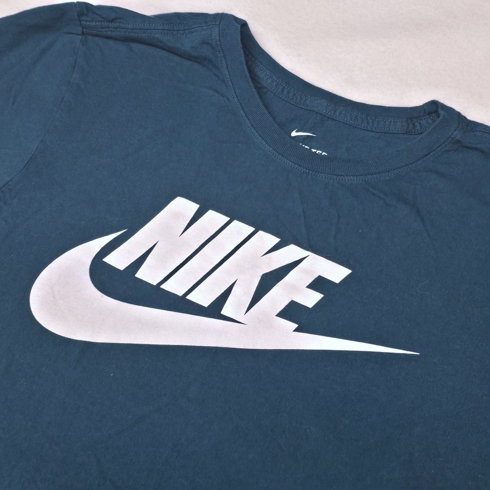 Nike Womens‎ Athletic Cut Futura Logo T-Shirt Teal Blue Small Short Sleeve Tee
